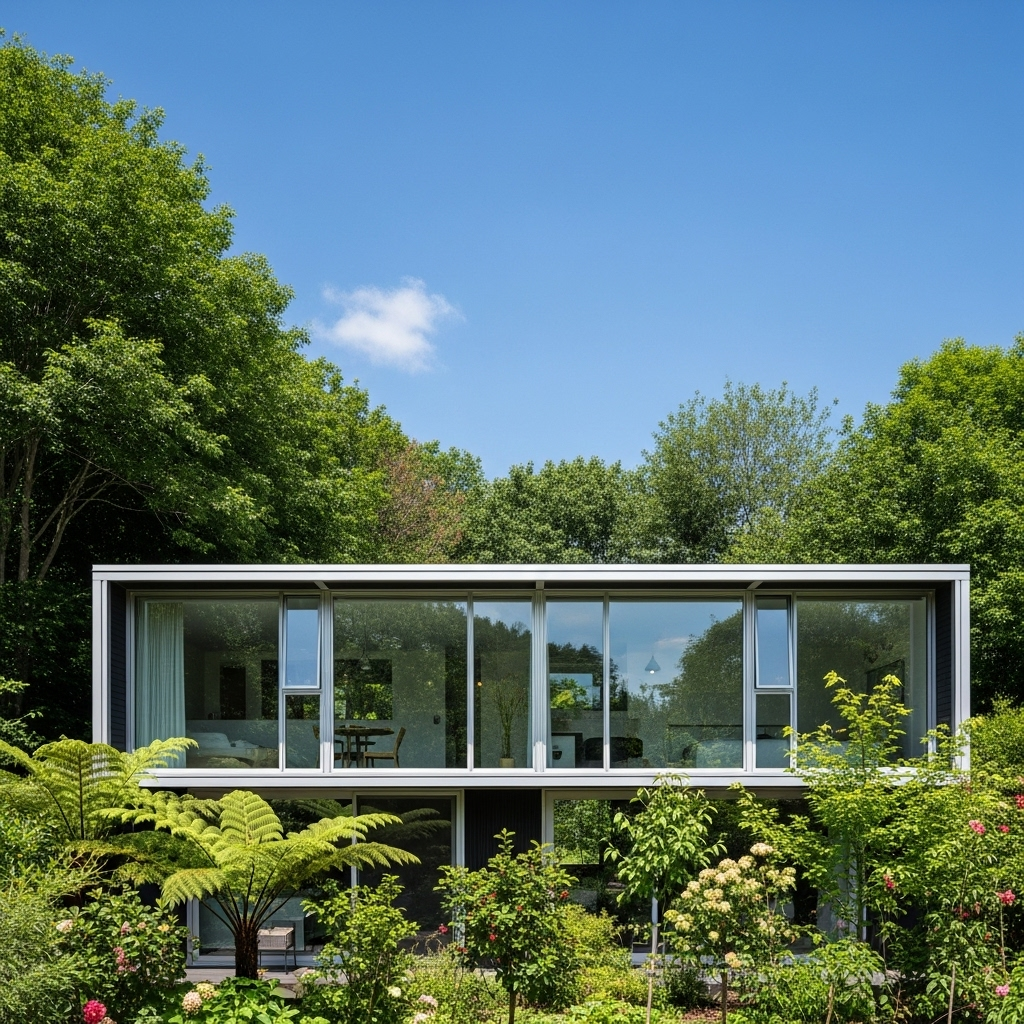 Nội thất bên trong nhà container khung nhôm được thiết kế hiện đại, tối giản và tiện nghi