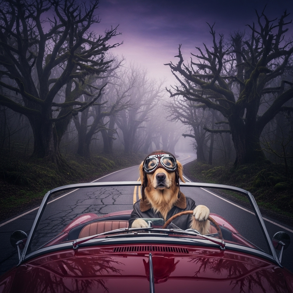 Hành khách trên xe do chó lái